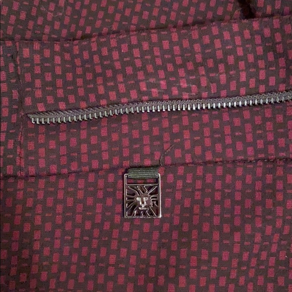 Anne Klein Burgundy and Black Printed Dress Pants - Picture 3 of 5